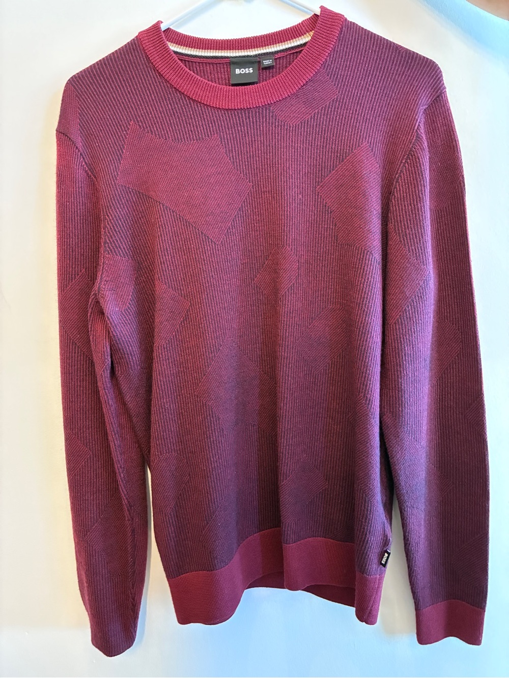 Hugo Boss Dual Tone Burgundy Wool Sweater
